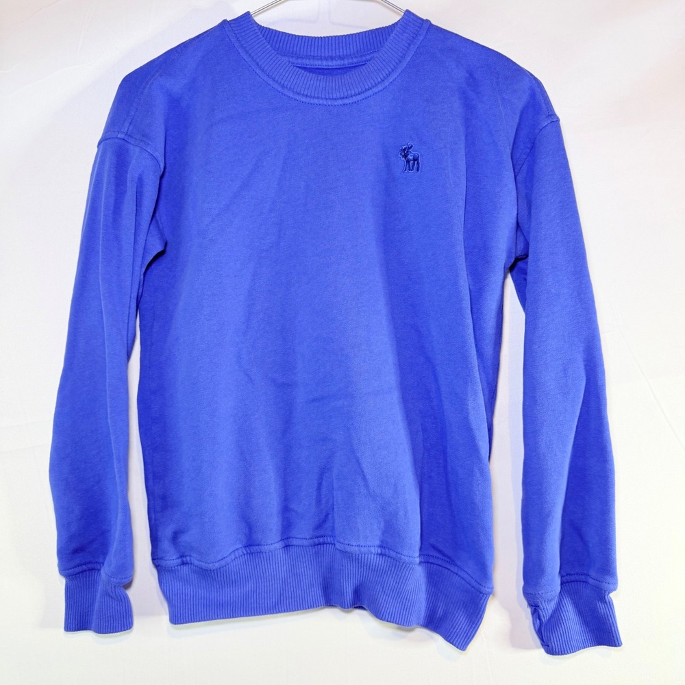 Abercrombie Kids‎ Boys Blue Essentials Relaxed Fit Crewneck Sweatshirt Size 9/10